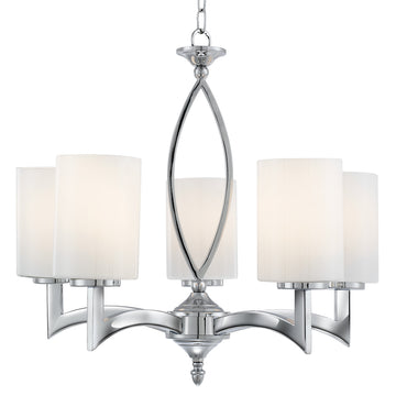 Gina 5 Lights Chrome & White Glass Shades Pendant