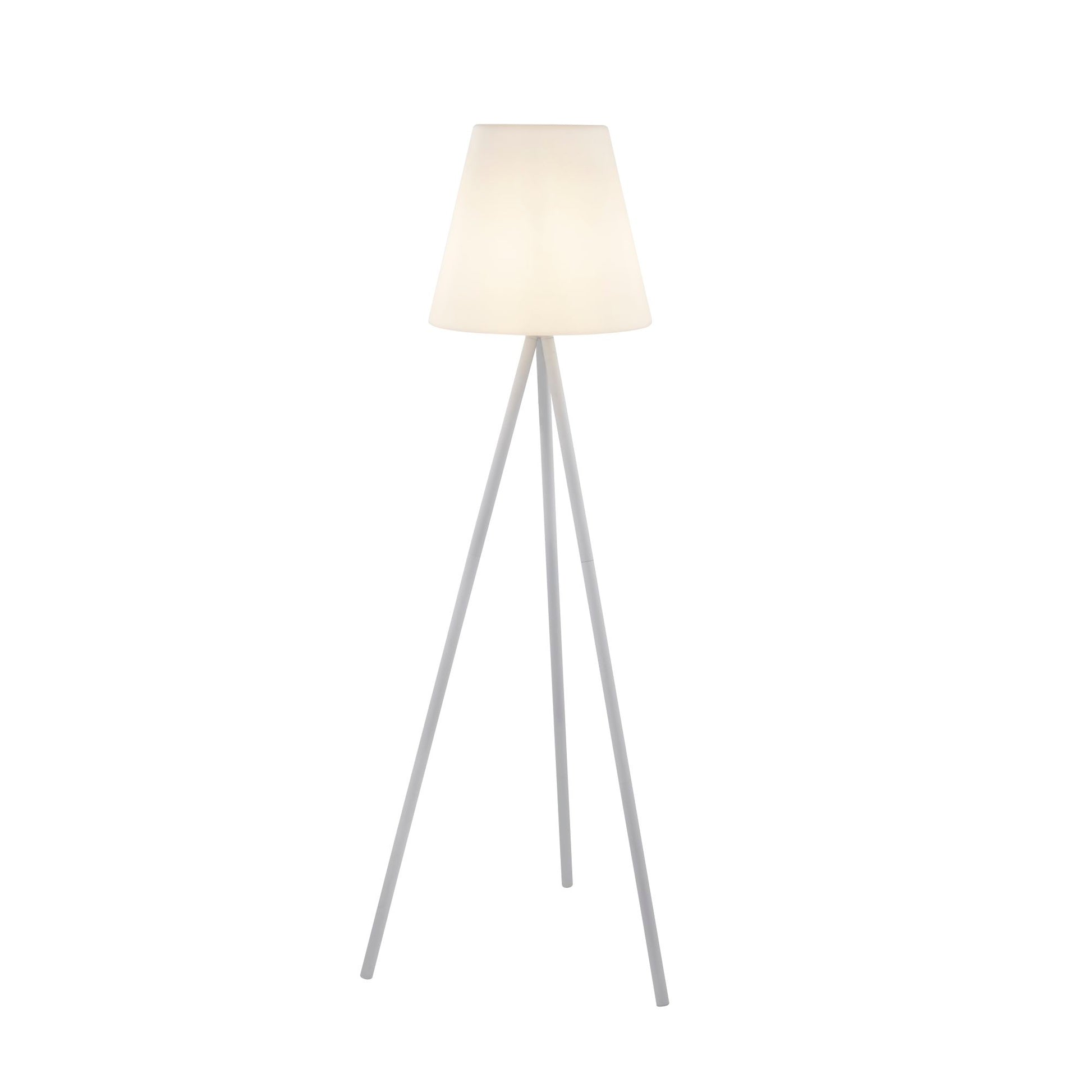 LED Outdoor Tripod Floor Lamp White White Pc Tapered Shade