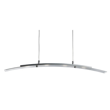 4 Light LED Satin Silver & Frosted Glass Curved Pendant