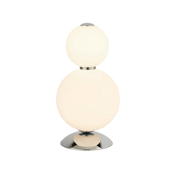 Snowball 2 Light Chrome & Opal Glass Shade Table Lamp