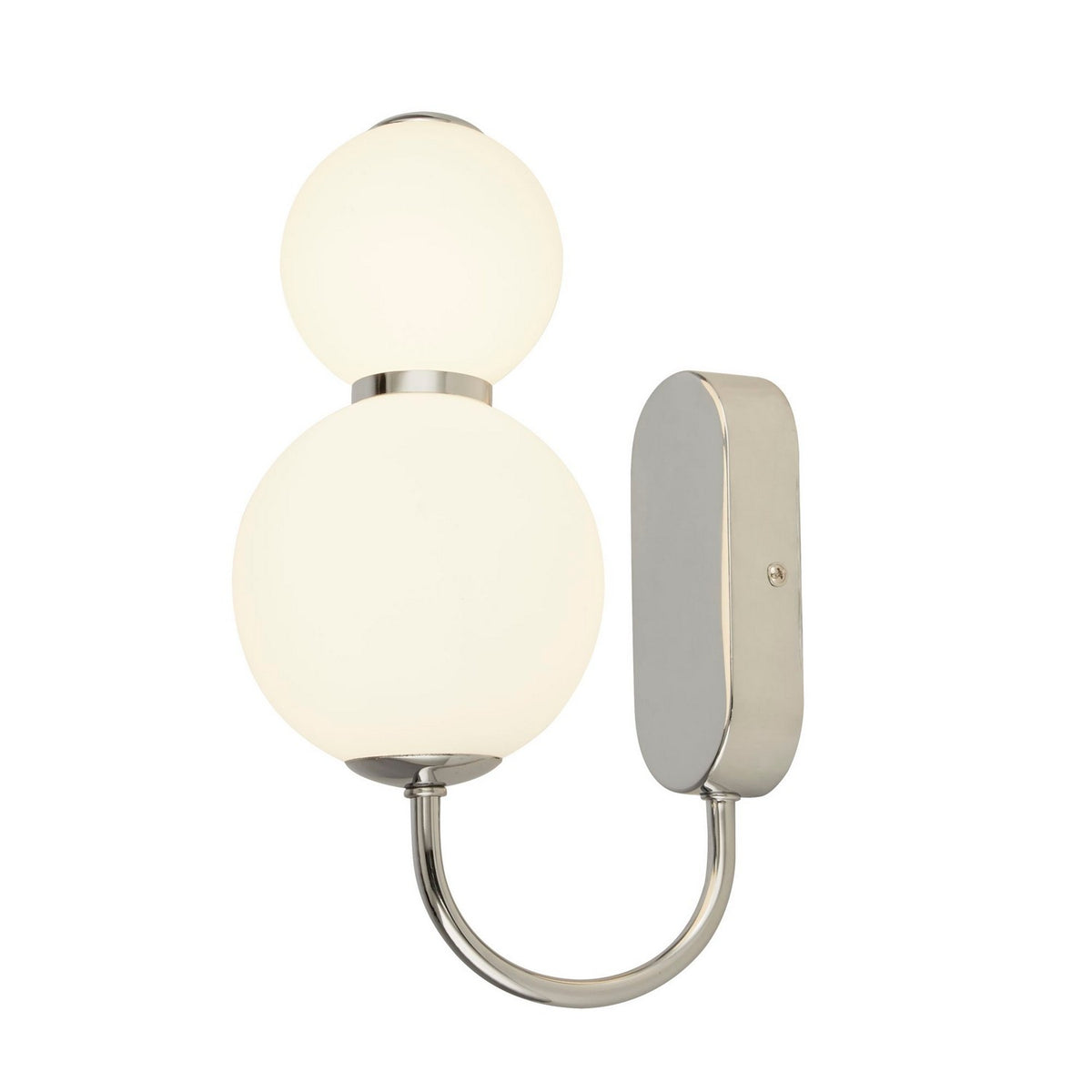 Snowball 2 Light Chrome & Opal Glass Shade Wall Light