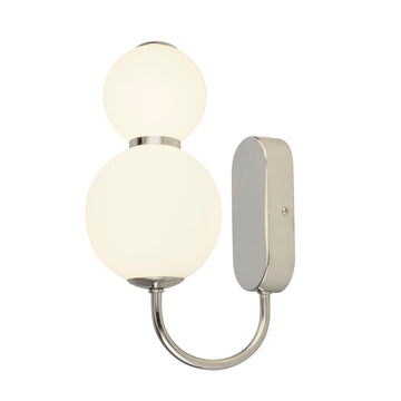 Snowball 2 Light Chrome & Opal Glass Shade Wall Light