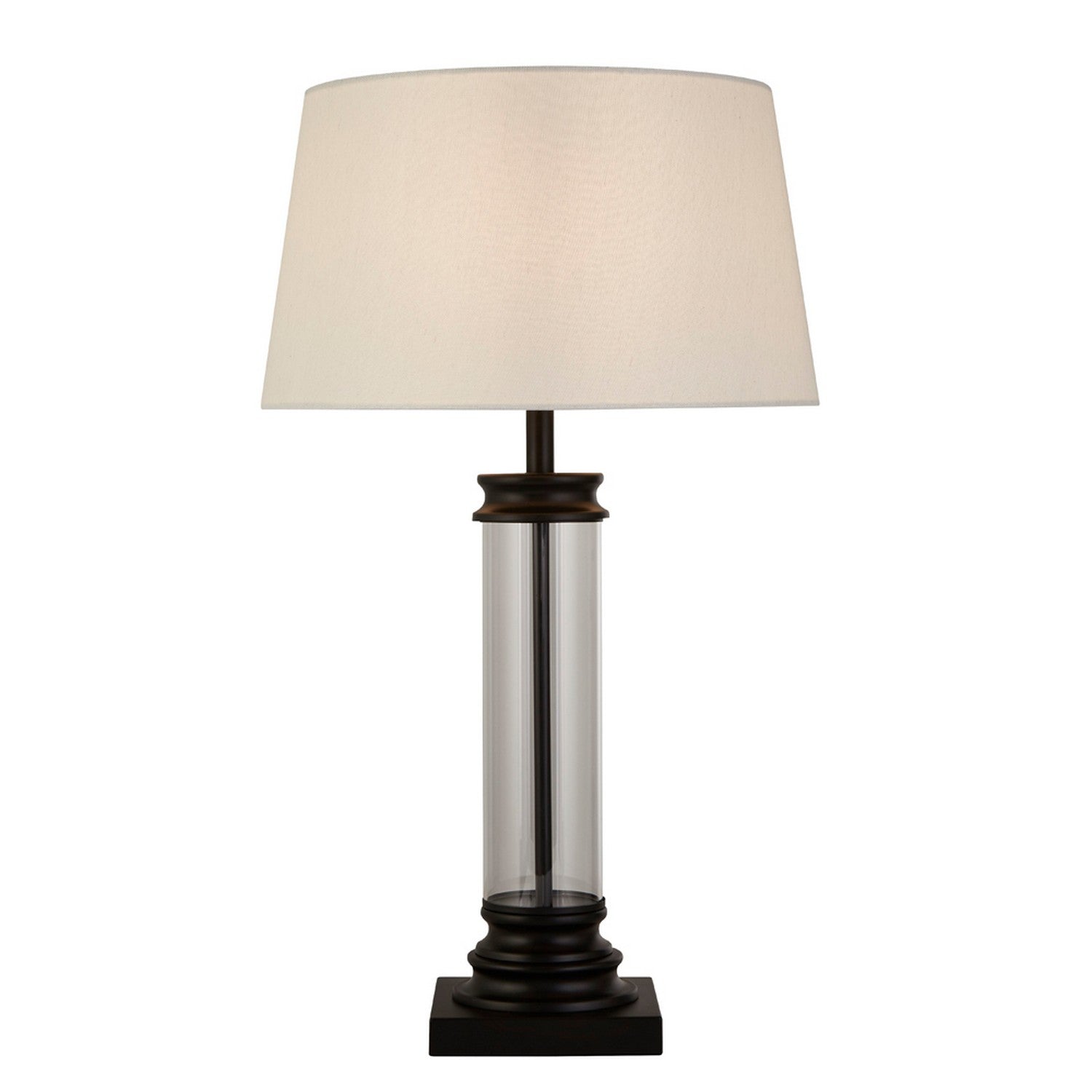 Pedestal Black Metal & Glass Table Lamp