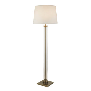Pedestal Antique Brass Cream Shade Floor Lamp