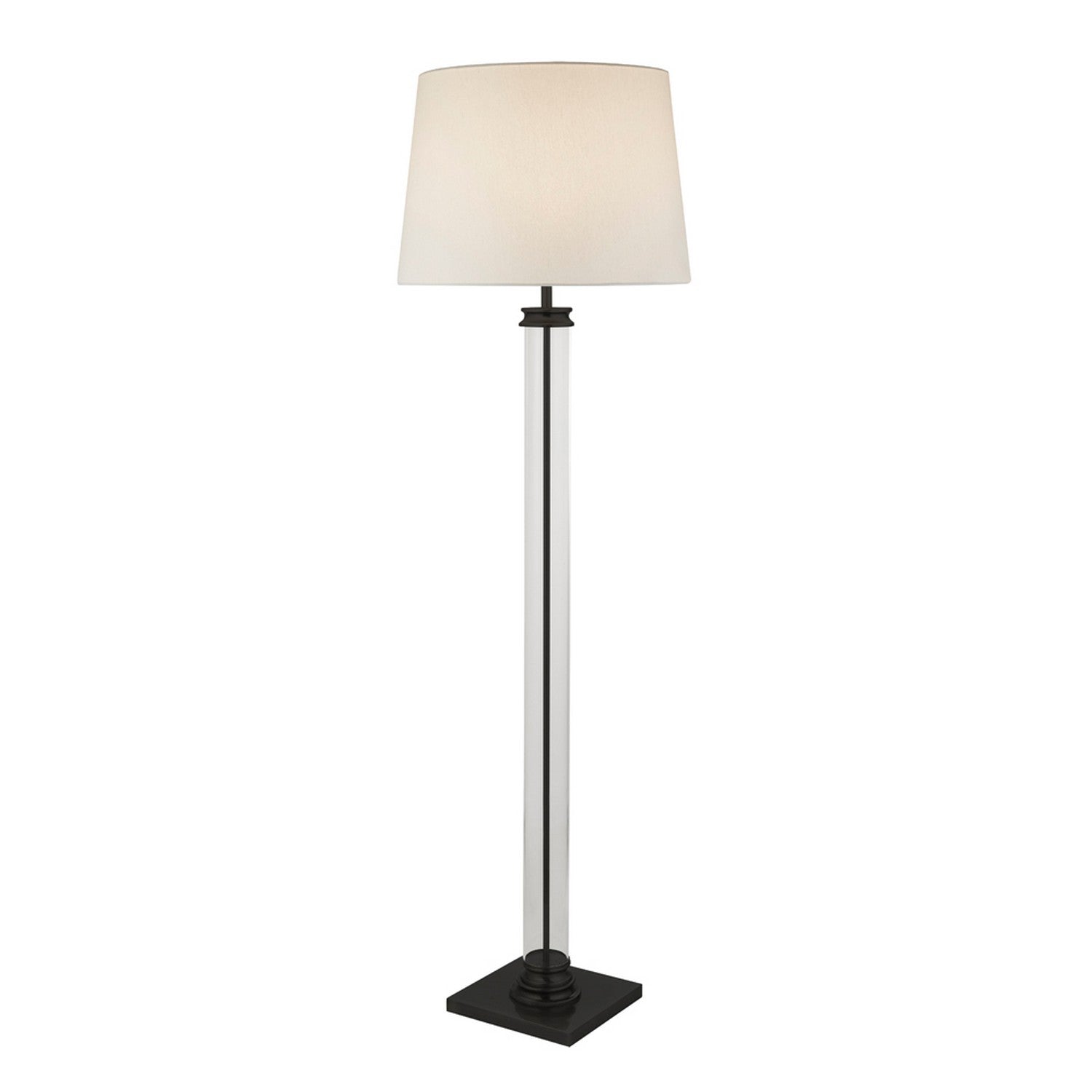 Pedestal Black Metal & White Shade Floor Lamp