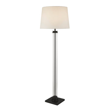 Pedestal Black Metal & White Shade Floor Lamp