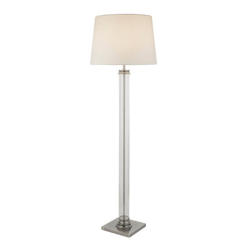 Pedestal Satin Silver Cream Shade Floor Lamp