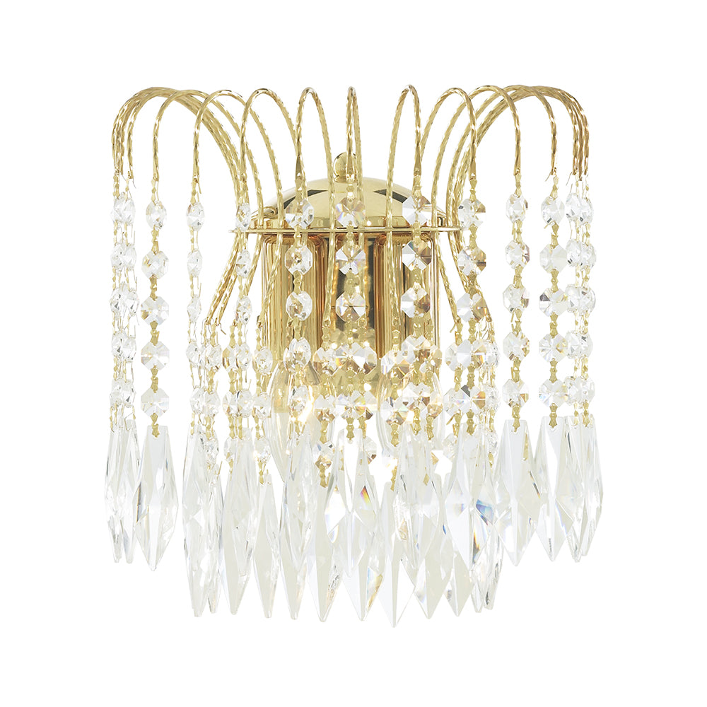 Waterfall 2 Light Gold & Crystal Wall Chandelier