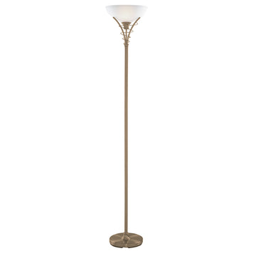 Linea Antique Brass & Acid Glass Floor Lamp