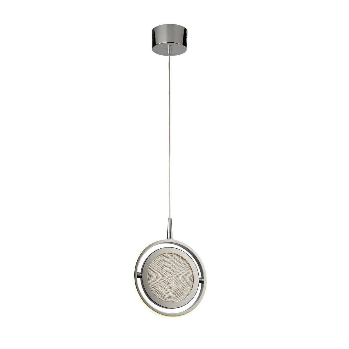 Gyroscope LED Ring Chrome Crystal Sand Pendant