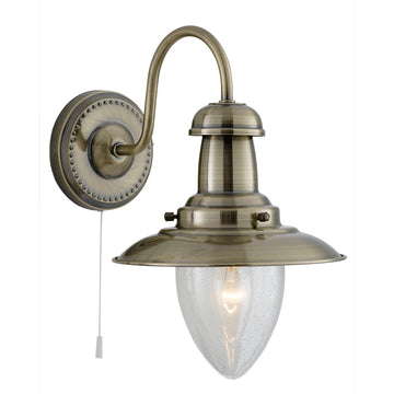 Fisherman II Antique Brass & Glass Wall Light