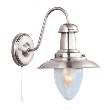 Fisherman II Satin Silver & Glass Wall Light