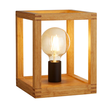 Square Wood & Metal Table Lamp