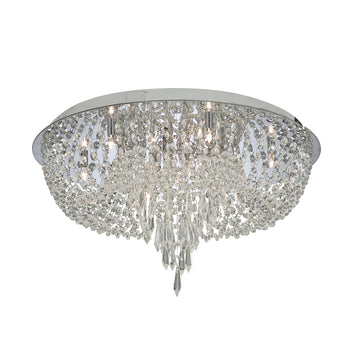 Orion 10 Light Chrome & Clear Crystal Ceiling Light