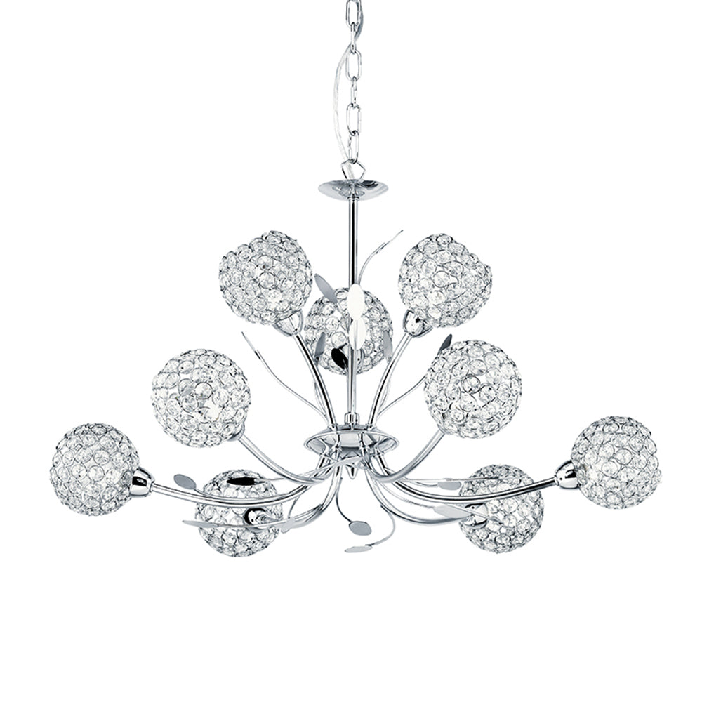 Bellis II 9 Lights Chrome & Clear Glass Chandelier