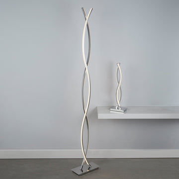 Platt LED Wave Chrome & Opal Floor Lamp