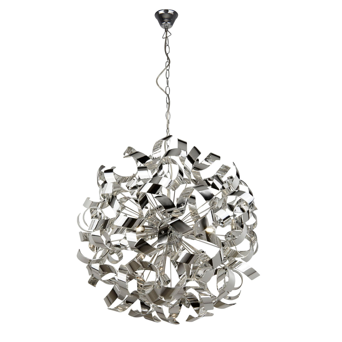 Curls 6 Light Metal Chrome Pendant