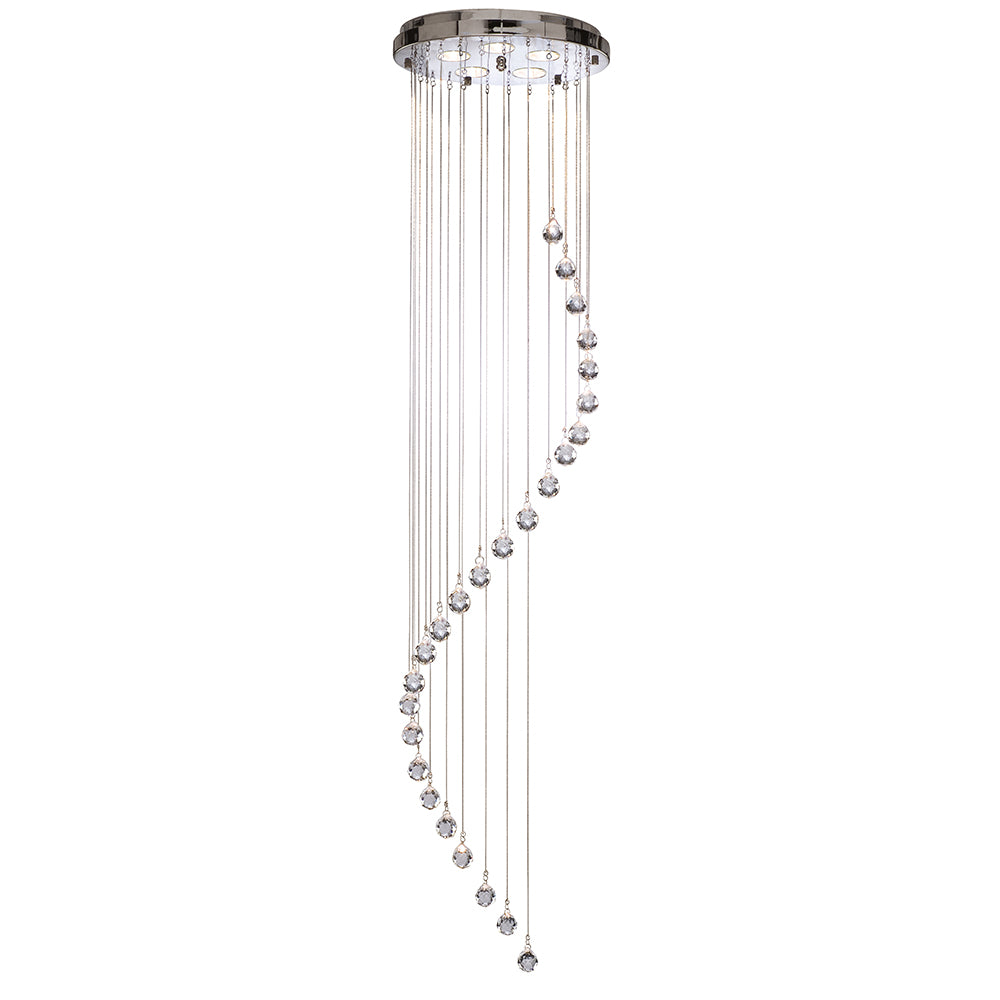 Chrome Crystal Balls Chain Ceiling Light