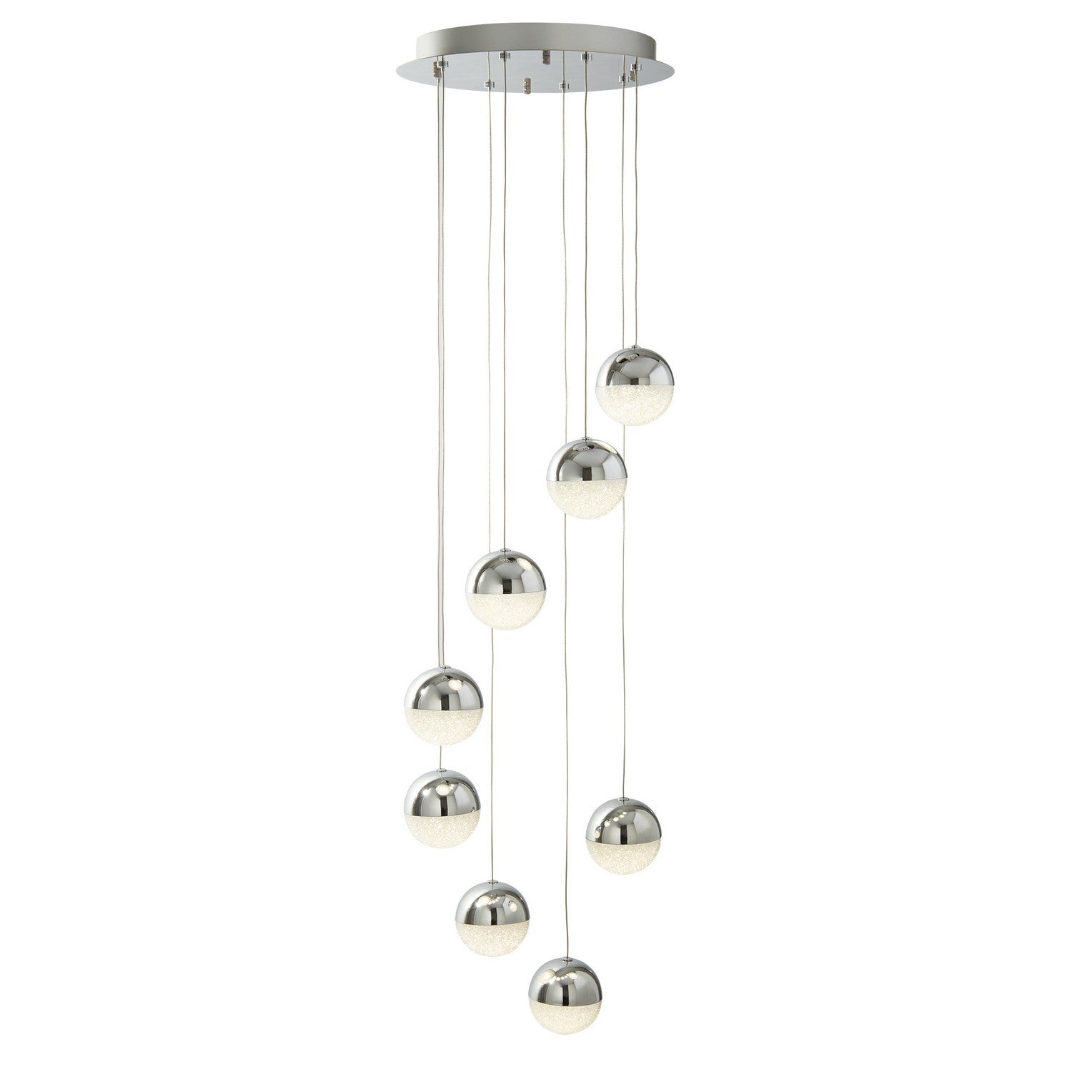 Marbles 8 Lights LED Multi Drop Crushed Ice Pendant Ceiling Light