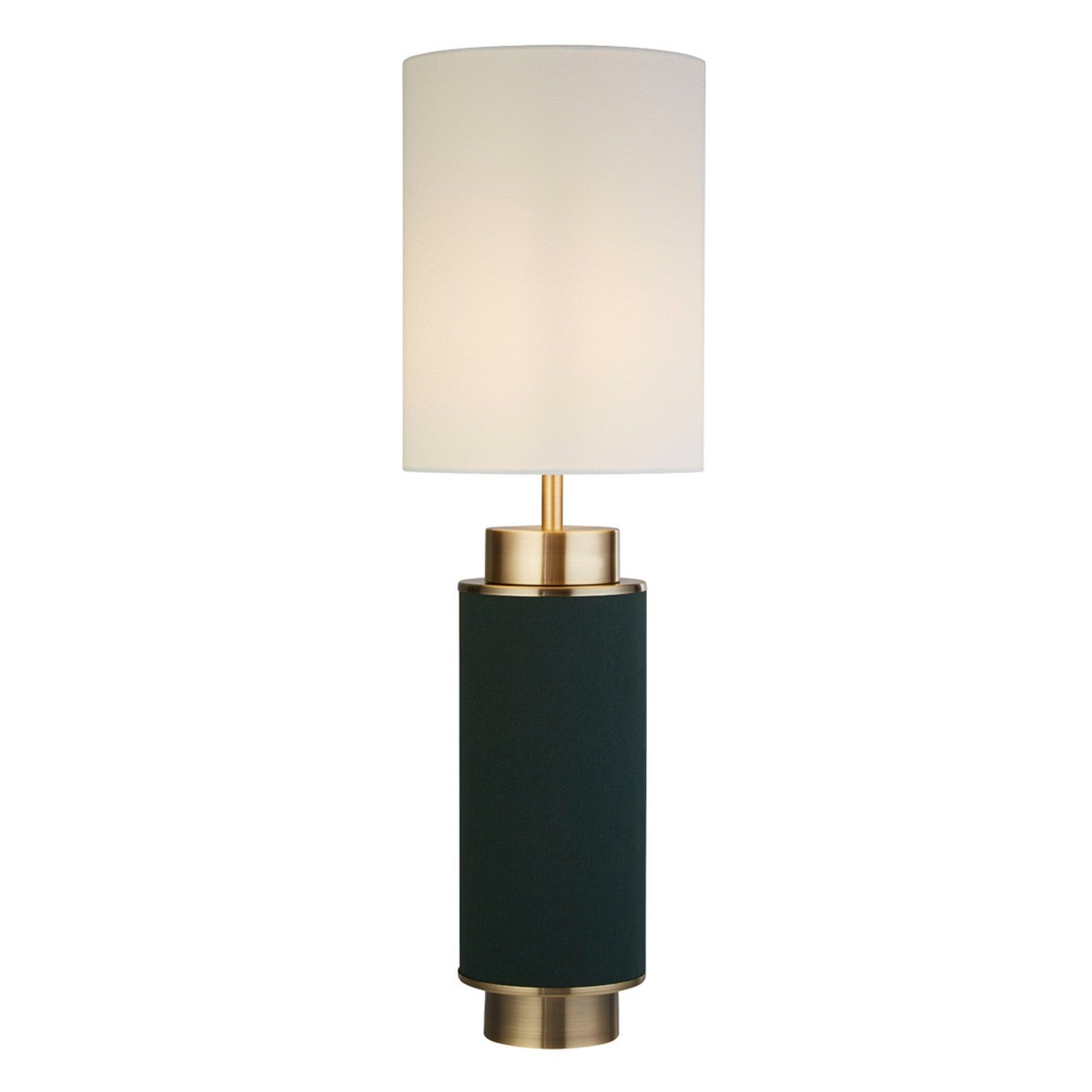 Flask Dark Green & Antique Brass White Shade Table Lamp