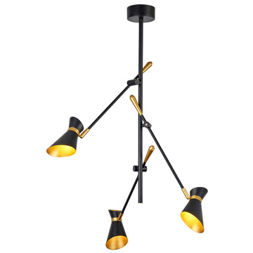 Diablo 3 Lights LED Matt Black/Gold Adjustable Ceiling Light