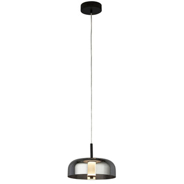 Frisbee LED Black & Smoked Glass Pendant