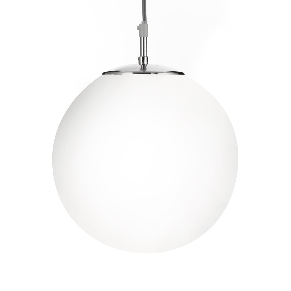 Atom Satin Silver & Opal Glass Pendant