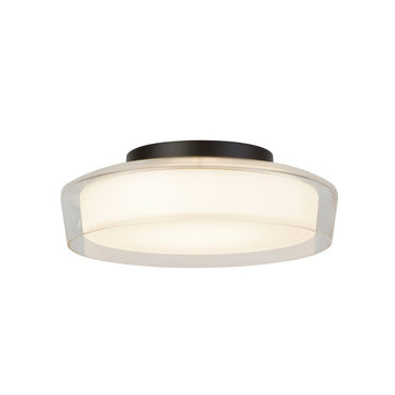 Puck Flush Black Metal & Opal Bathroom Ceiling Light