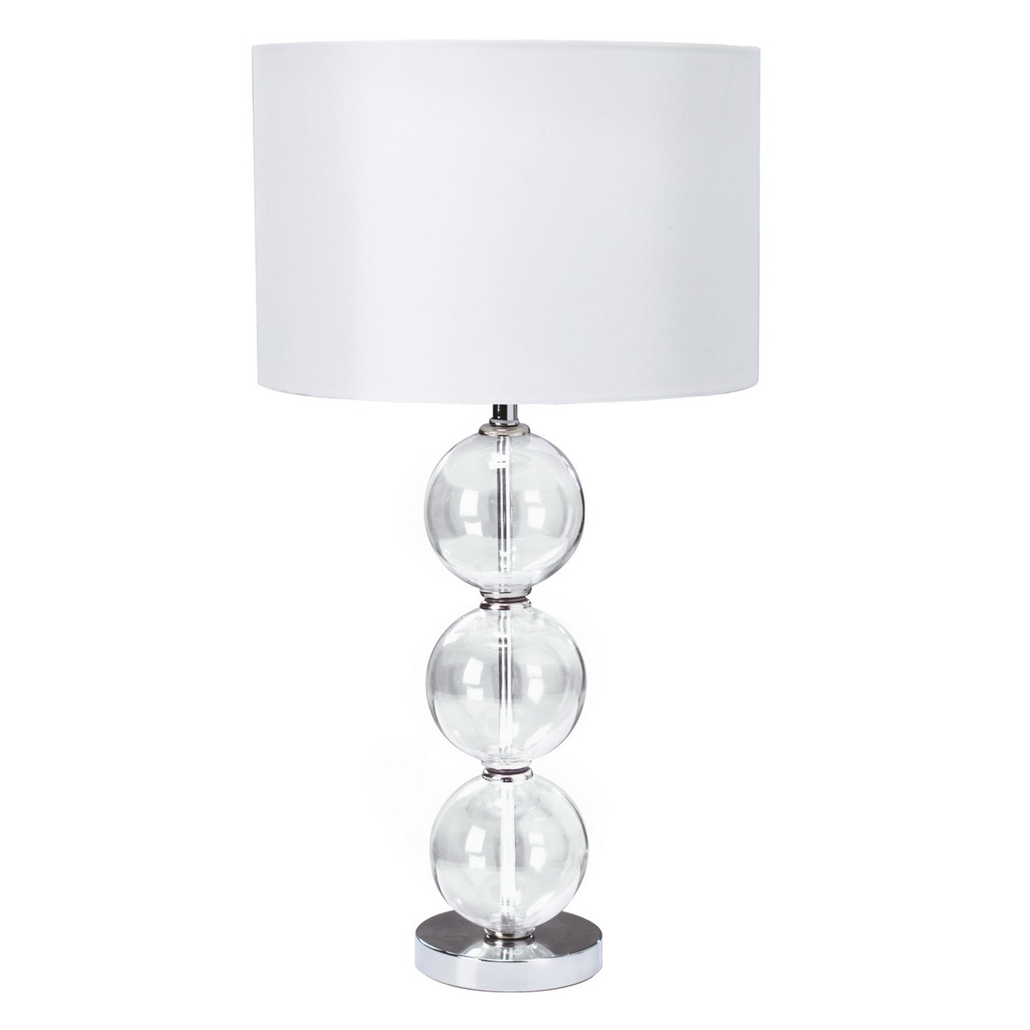 Bliss Clear Glass Balls With White Shade Table Lamp