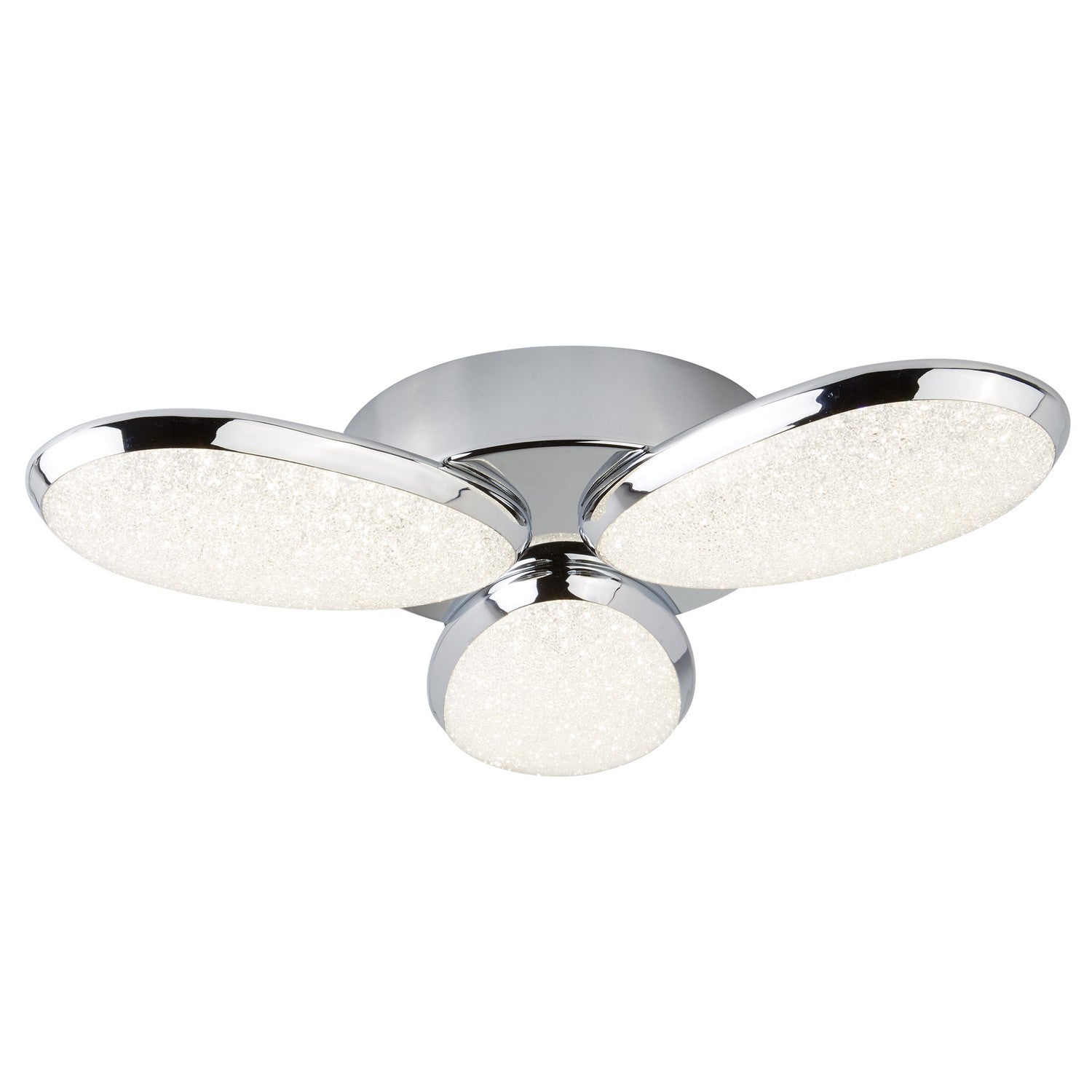 Lori 3 Lights Chrome Crushed Ice Effect Shade Flush Ceiling Light
