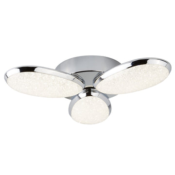 Lori 3 Lights Chrome Crushed Ice Effect Shade Flush Ceiling Light
