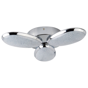 Lori 3 Lights Chrome Crushed Ice Effect Shade Flush Ceiling Light