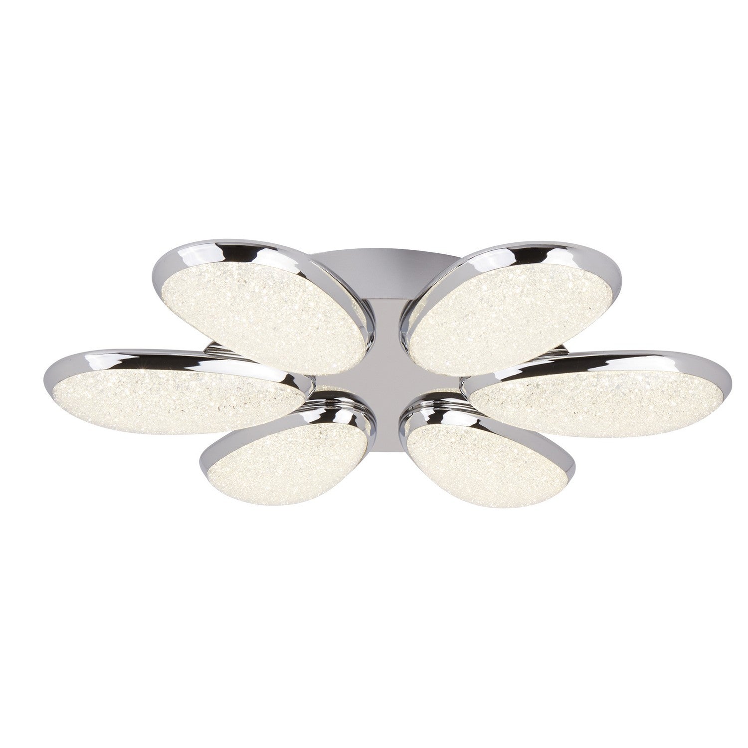 Lori 6 Lights Chrome Crushed Ice Effect Shade Flush Ceiling Light