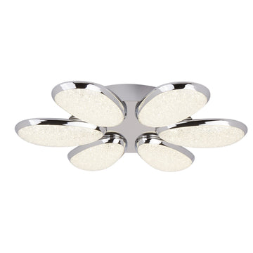 Lori 6 Lights Chrome Crushed Ice Effect Shade Flush Ceiling Light