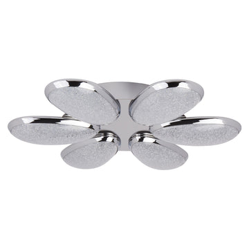Lori 6 Lights Chrome Crushed Ice Effect Shade Flush Ceiling Light