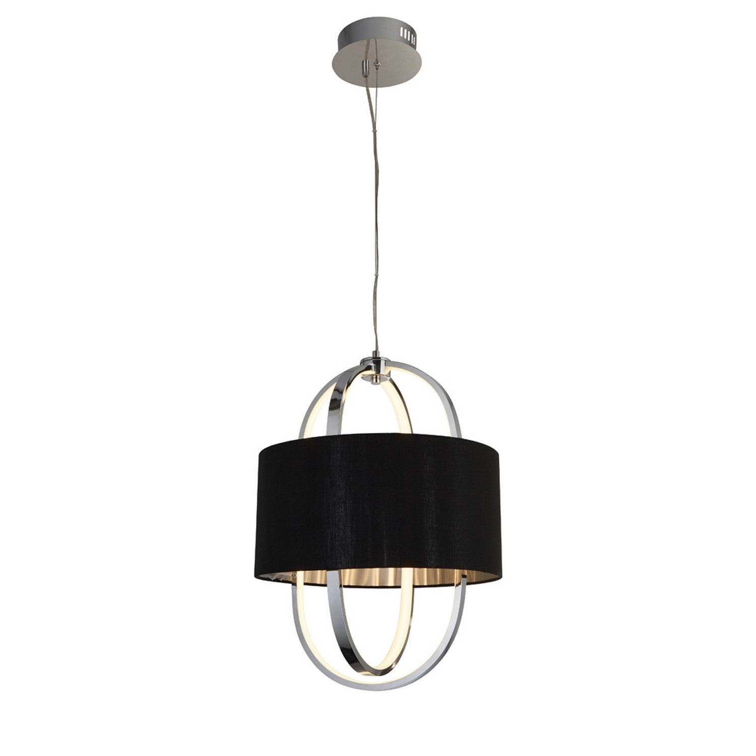 Madrid LED Chrome & Opal Black Shade Ceiling Pendant