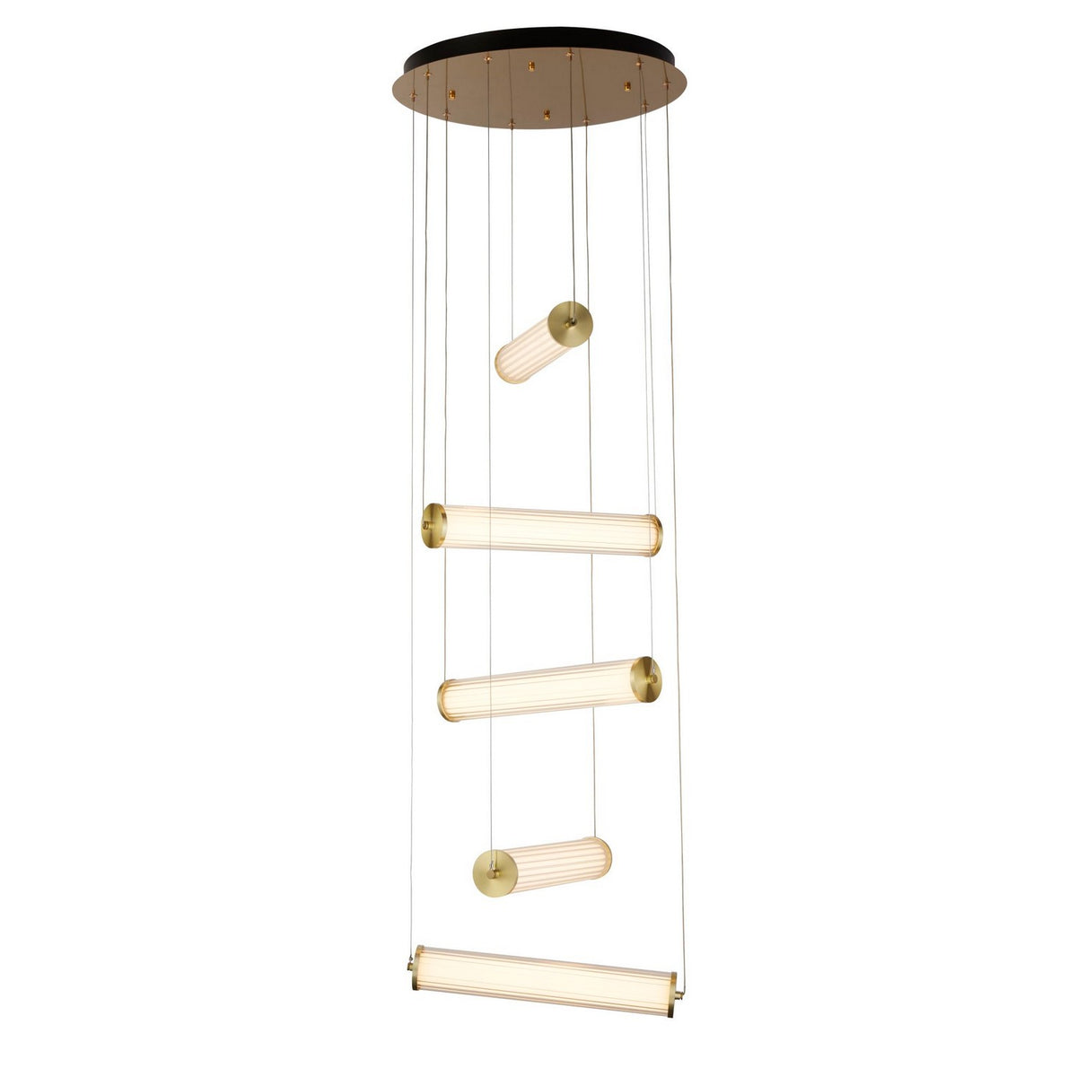 Clamp 5 Lights LED Black Metal & Glass Multi-Drop Pendant