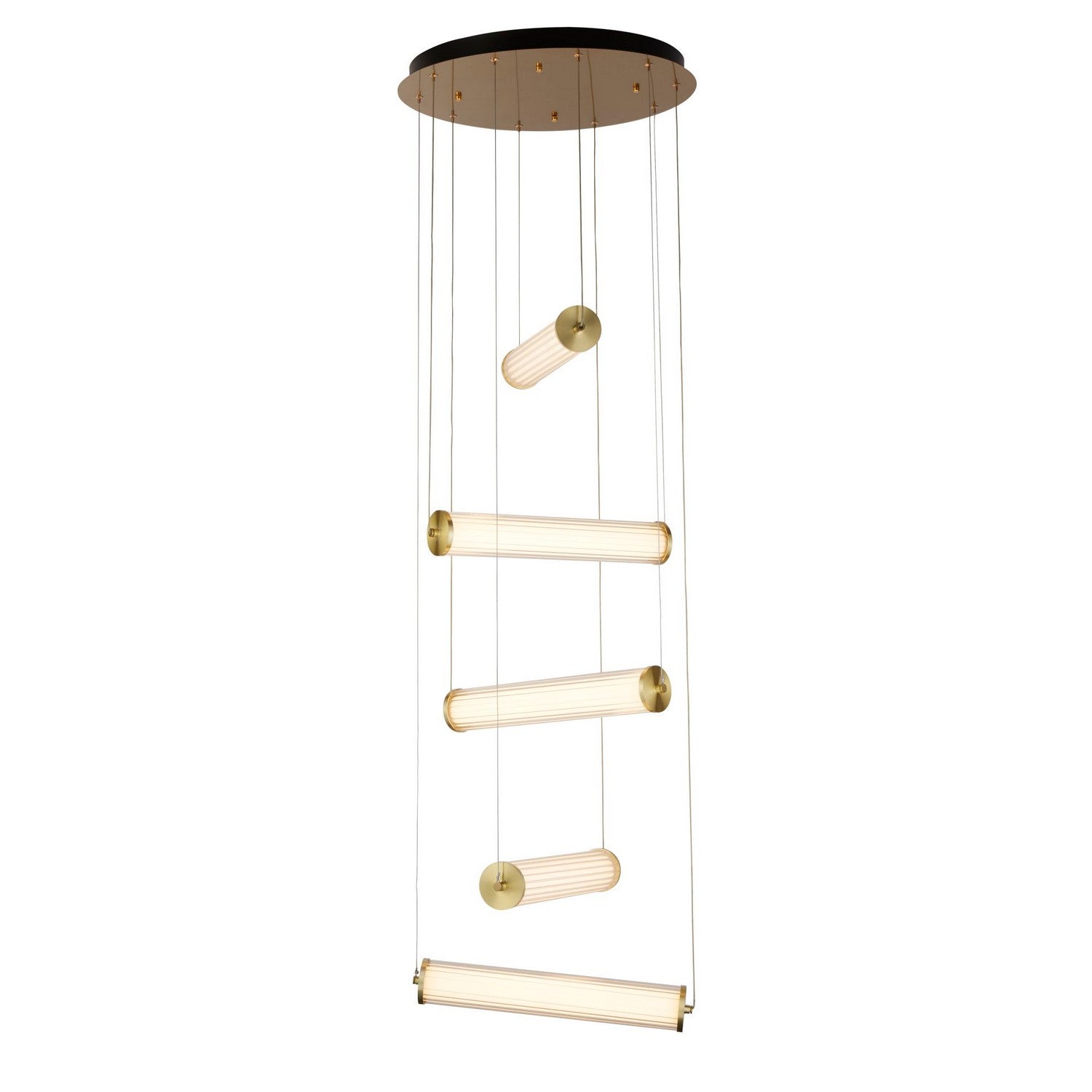 Clamp 5 Lights LED Black Metal & Glass Multi-Drop Pendant