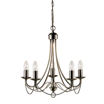 Maypole 5 Light Antique Brass Chandelier