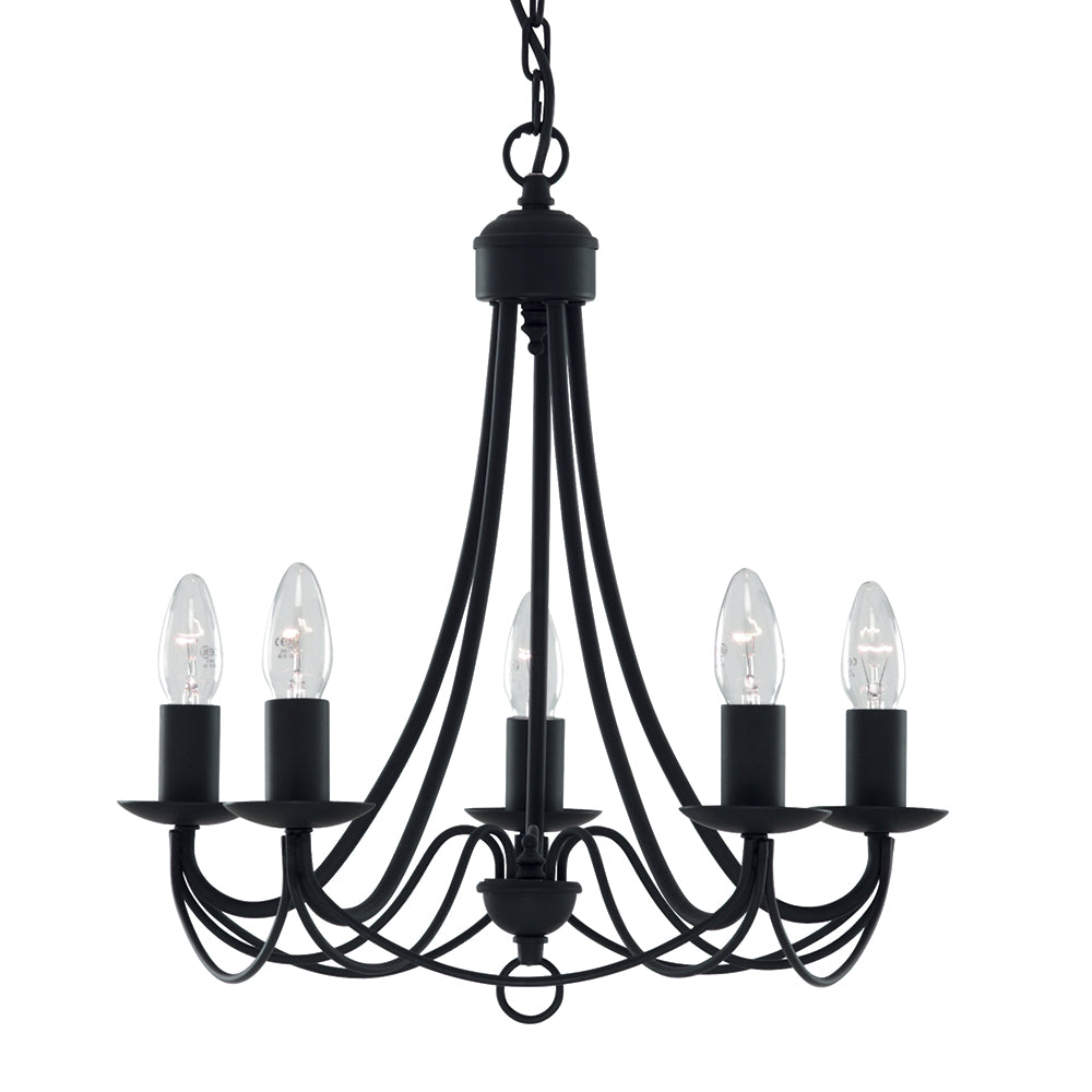 Maypole 5 Light Black Iron Chandelier
