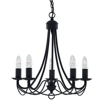 Maypole 5 Light Black Iron Chandelier