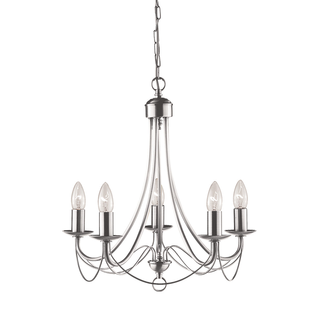Maypole 5 Light Satin Silver Chandelier