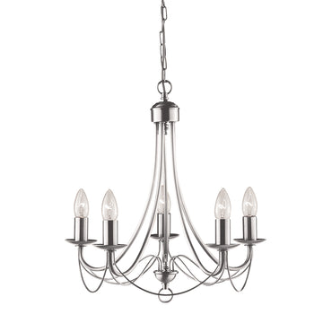 Maypole 5 Light Satin Silver Chandelier