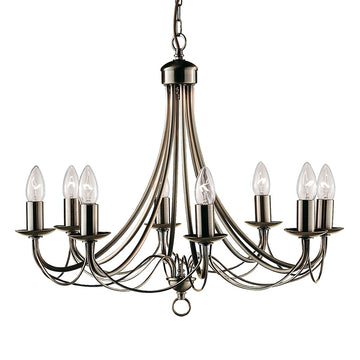 Maypole 8 Light Antique Brass Chandelier