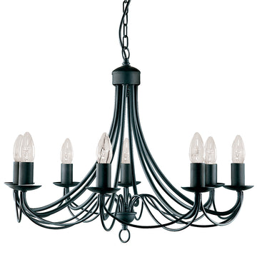 Maypole 8 Light Black Iron Chandelier