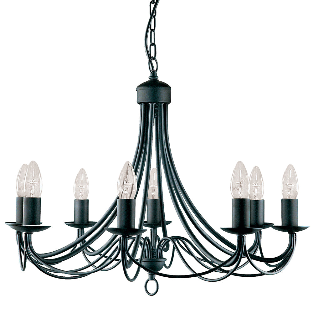 Maypole 8 Light Black Iron Chandelier