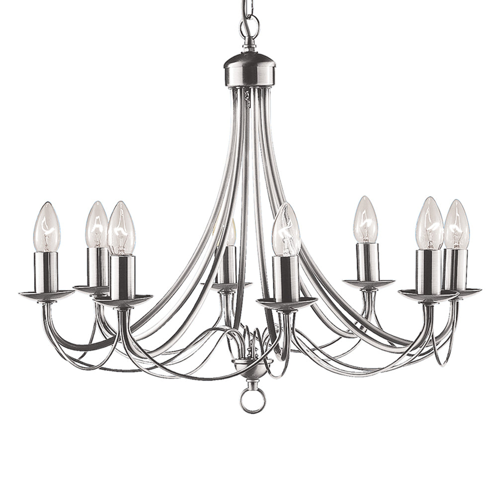 Maypole 8 Light Satin Silver Chandelier
