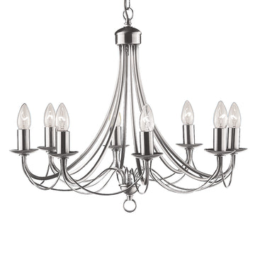 Maypole 8 Light Satin Silver Chandelier