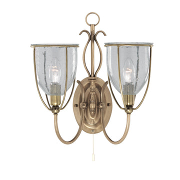 Silhouette 2 Light Antique Brass & Glass Wall Light