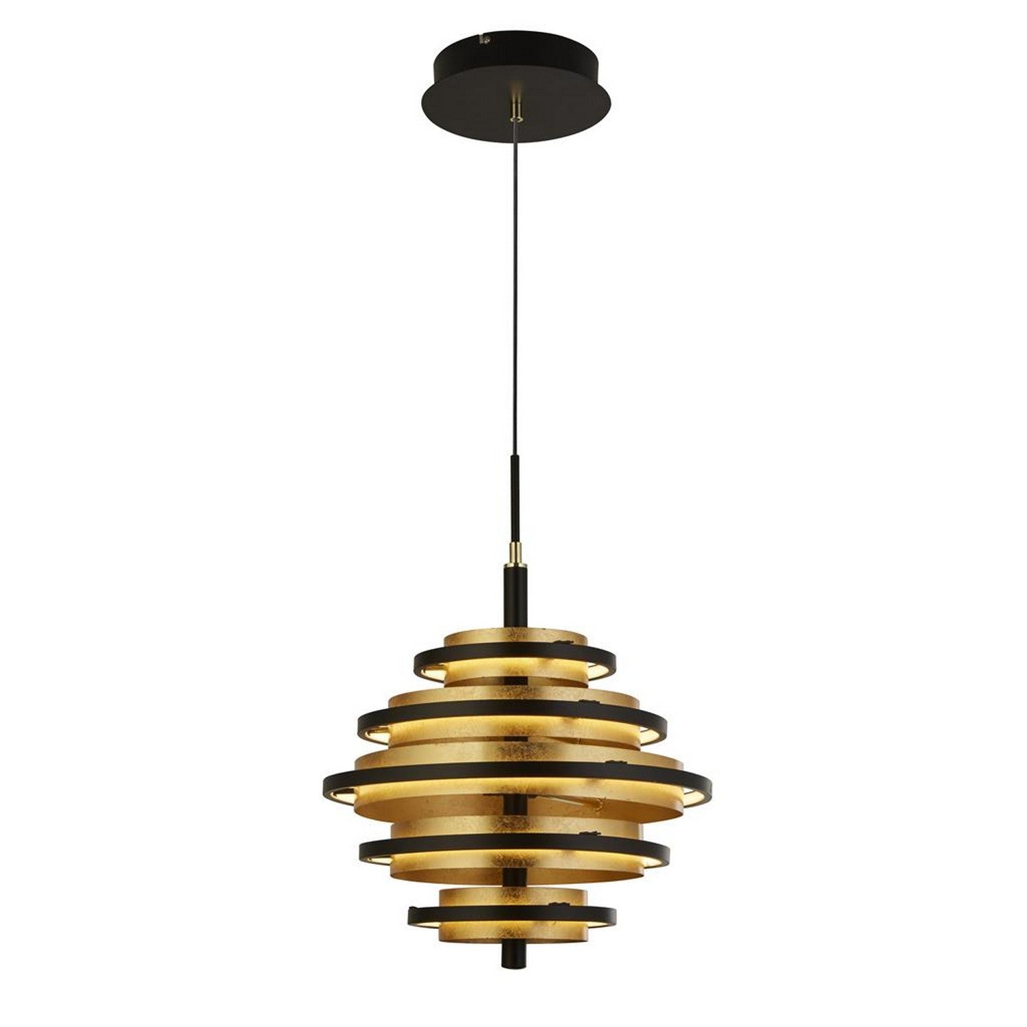 Hive 5 Light LED Black & Gold Leaf Pendant